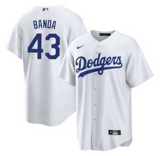 Mens Los Angeles Dodgers #43 Anthony Banda White Cool Base Stitched Jersey Dzhi